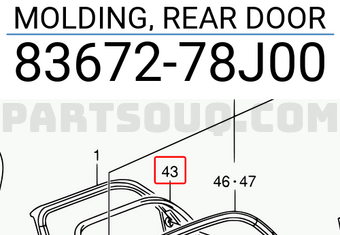 Suzuki 8367278J00 MOLDING, REAR DOOR