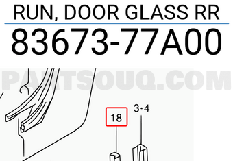 Suzuki 8367377A00 RUN, DOOR GLASS RR