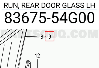 Suzuki 8367554G00 RUN, REAR DOOR GLASS LH