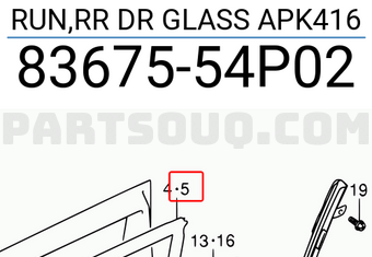 Suzuki 8367554P02 RUN,RR DR GLASS APK416