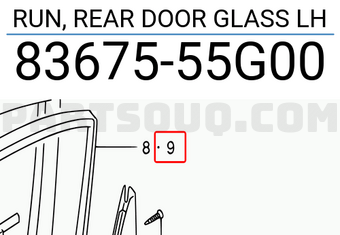 Suzuki 8367555G00 RUN, REAR DOOR GLASS LH