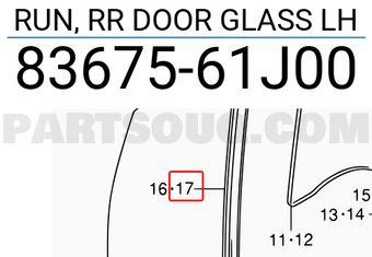 Suzuki 8367561J00 RUN, RR DOOR GLASS LH