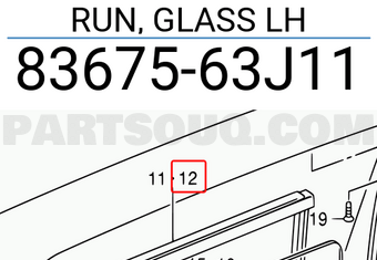 Suzuki 8367563J11 RUN, GLASS LH