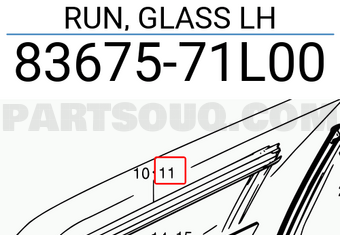 Suzuki 8367571L00 RUN, GLASS LH