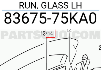 Suzuki 8367575KA0 RUN, GLASS LH