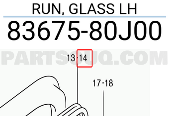 Suzuki 8367580J00 RUN, GLASS LH
