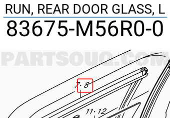 Suzuki 83675M56R00 RUN, REAR DOOR GLASS, L