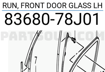 Suzuki 8368078J01 RUN, FRONT DOOR GLASS LH