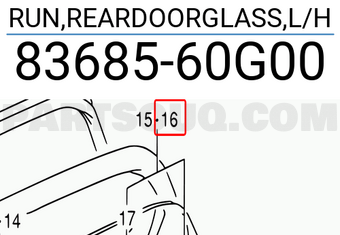 Suzuki 8368560G00 RUN,REARDOORGLASS,L/H