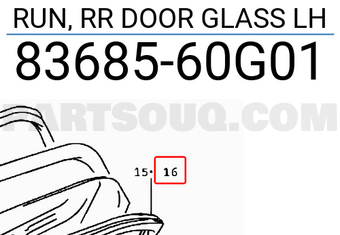 Suzuki 8368560G01 RUN, RR DOOR GLASS LH