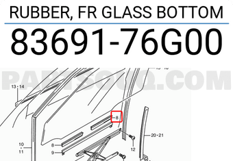 Suzuki 8369176G00 RUBBER, FR GLASS BOTTOM
