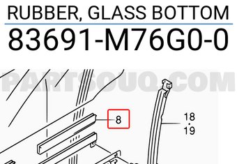 Suzuki 83691M76G00 RUBBER, GLASS BOTTOM