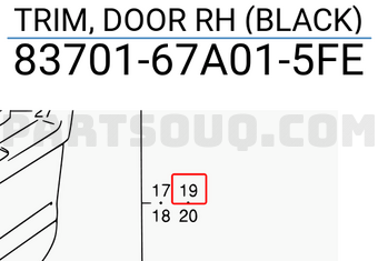 Suzuki 8370167A015FE TRIM, DOOR RH (BLACK)