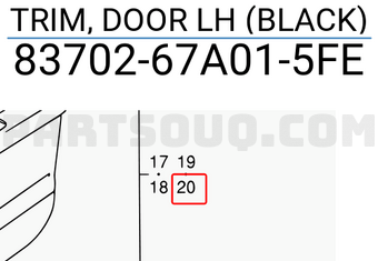 Suzuki 8370267A015FE TRIM, DOOR LH (BLACK)