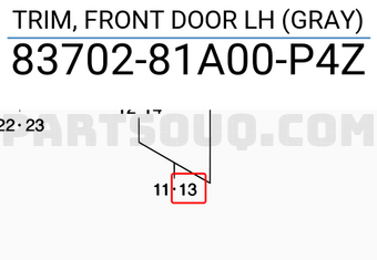 Suzuki 8370281A00P4Z TRIM, FRONT DOOR LH (GRAY)