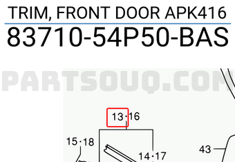 Suzuki 8371054P50BAS TRIM, FRONT DOOR APK416