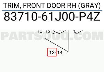 Suzuki 8371061J00P4Z TRIM, FRONT DOOR RH (GRAY)