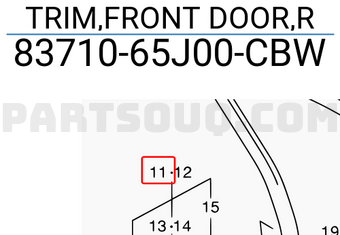 Suzuki 8371065J00CBW TRIM,FRONT DOOR,R