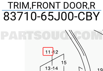 Suzuki 8371065J00CBY TRIM,FRONT DOOR,R