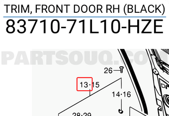 Suzuki 8371071L10HZE TRIM, FRONT DOOR RH (BLACK)