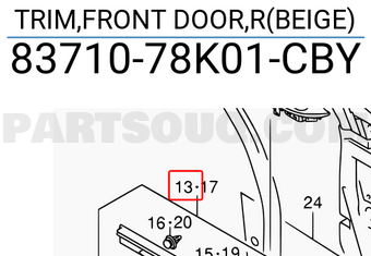 Suzuki 8371078K01CBY TRIM,FRONT DOOR,R(BEIGE)