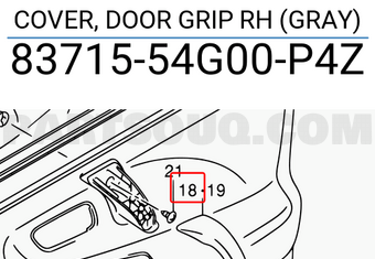 Suzuki 8371554G00P4Z COVER, DOOR GRIP RH (GRAY)