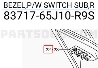 Suzuki 8371765J10R9S BEZEL,P/W SWITCH SUB,R