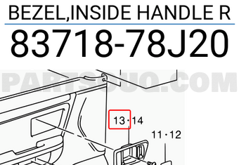 Suzuki 8371878J20 BEZEL,INSIDE HANDLE R