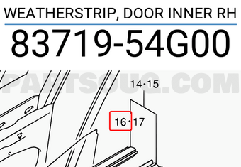 Suzuki 8371954G00 WEATHERSTRIP, DOOR INNER RH