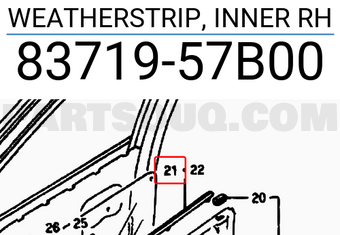 Suzuki 8371957B00 WEATHERSTRIP, INNER RH