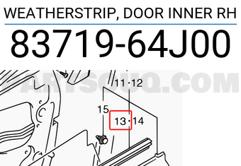 Suzuki 8371964J00 WEATHERSTRIP, DOOR INNER RH