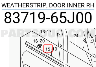 Suzuki 8371965J00 WEATHERSTRIP, DOOR INNER RH