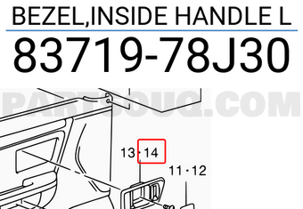 Suzuki 8371978J30 BEZEL,INSIDE HANDLE L