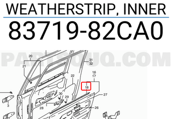 Suzuki 8371982CA0 WEATHERSTRIP, INNER
