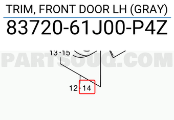 Suzuki 8372061J00P4Z TRIM, FRONT DOOR LH (GRAY)