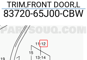 Suzuki 8372065J00CBW TRIM,FRONT DOOR,L