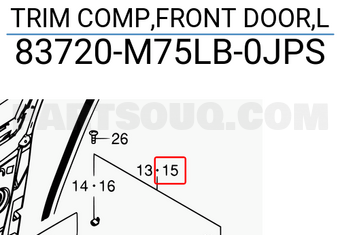 Suzuki 83720M75LB0JPS TRIM COMP,FRONT DOOR,L