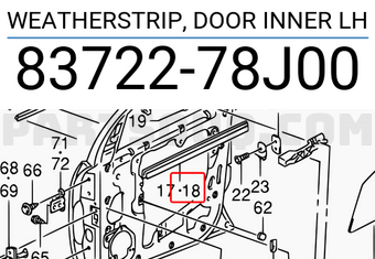 Suzuki 8372278J00 WEATHERSTRIP, DOOR INNER LH