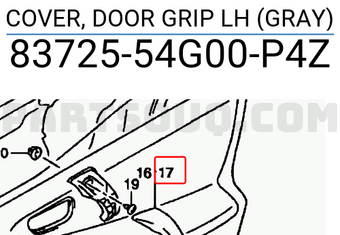 Suzuki 8372554G00P4Z COVER, DOOR GRIP LH (GRAY)