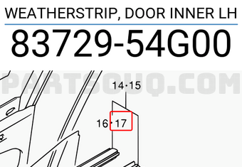 Suzuki 8372954G00 WEATHERSTRIP, DOOR INNER LH