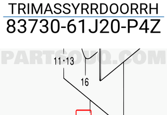 Suzuki 8373061J20P4Z TRIMASSYRRDOORRH