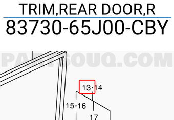 Suzuki 8373065J00CBY TRIM,REAR DOOR,R