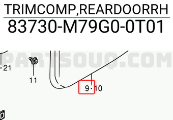 Suzuki 83730M79G00T01 TRIMCOMP,REARDOORRH