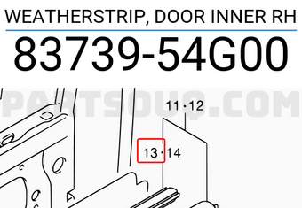 Suzuki 8373954G00 WEATHERSTRIP, DOOR INNER RH