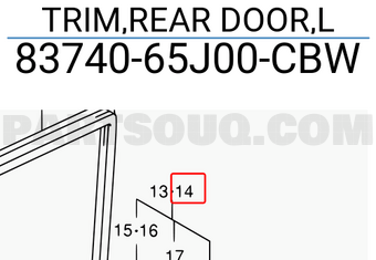 Suzuki 8374065J00CBW TRIM,REAR DOOR,L