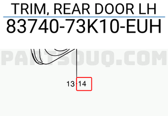 Suzuki 8374073K10EUH TRIM, REAR DOOR LH