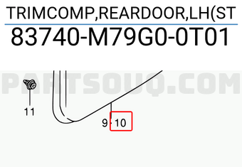 Suzuki 83740M79G00T01 TRIMCOMP,REARDOOR,LH(ST