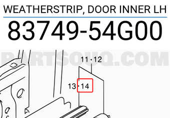 Suzuki 8374954G00 WEATHERSTRIP, DOOR INNER LH
