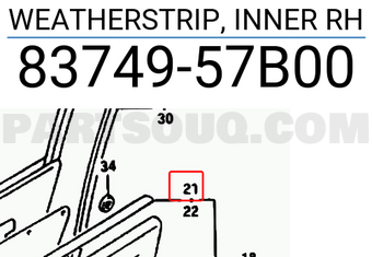 Suzuki 8374957B00 WEATHERSTRIP, INNER RH