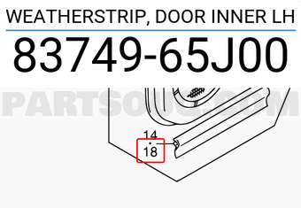 Suzuki 8374965J00 WEATHERSTRIP, DOOR INNER LH